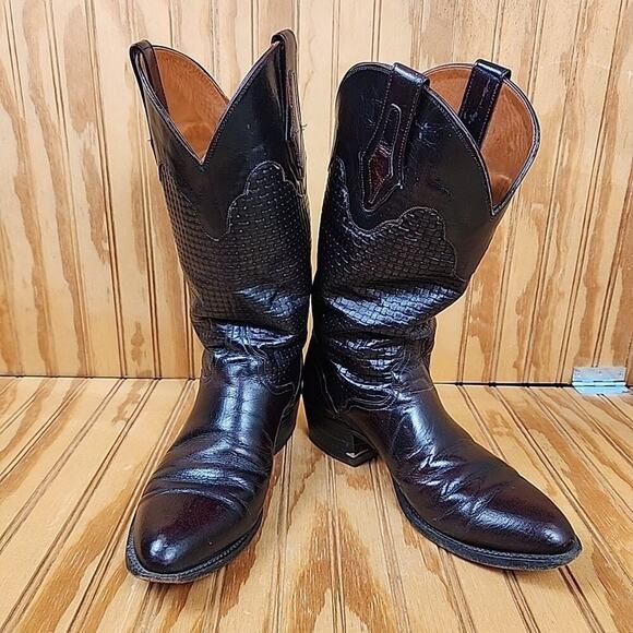 Handmade HTF Basket-Weave Leather El Dorado Western Cowboy Boots Men's 9D - Picture 8 of 12